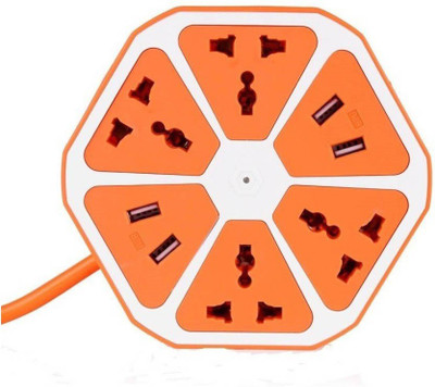 Rigid Mobile Charging USB Power Hub ( Orange-12 ) 8 A Three Pin Socket
