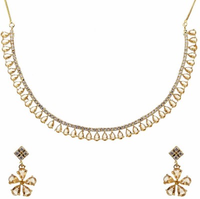 Jewar Mandi Brass Gold-plated Gold, White Jewellery Set(Pack of 1)