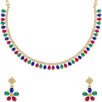 Shining Angel Brass Gold-plated Multicolor Jewellery Set(Pack of 1)
