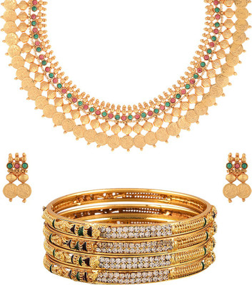 ZENEME Alloy Gold-plated Green, Gold Jewellery Set(Pack of 1)