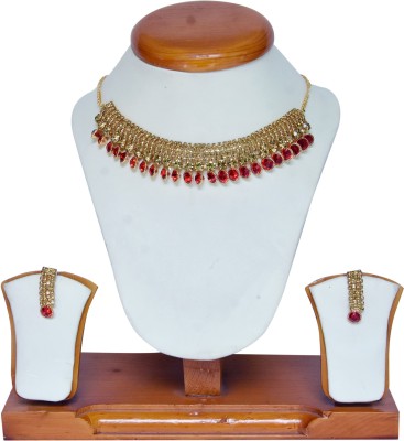 Royal Jewellers Alloy Gold-plated Gold, Red Jewellery Set(Pack of 1)