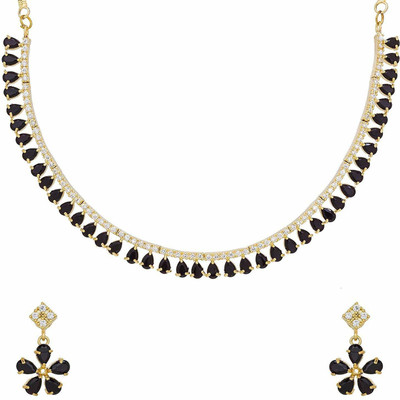 Shining Angel Brass Gold-plated Black, White Jewellery Set(Pack of 1)
