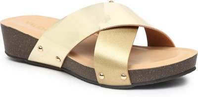 VALIOSAA Women Wedges(Gold , 8)