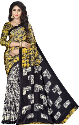 Vardan PRINTS Printed Daily Wear Crepe Saree(Black)