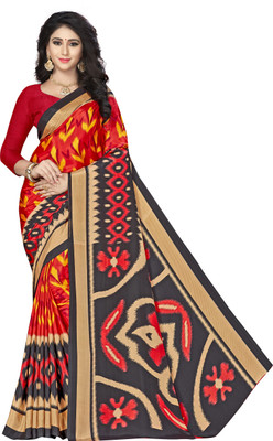 Vardan PRINTS Printed Bollywood Crepe Saree(Red)