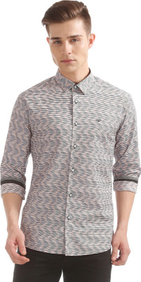 FLYING MACHINE Men Striped Casual Beige Shirt