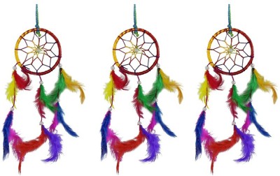 Ryme Pack Of (3) beautiful Multi Color Dream Catcher Wall Hanging For Home / Office Wool Dream Catcher(3 inch, Multicolor)