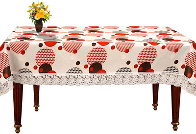 KUBER INDUSTRIES Self Design 4 Seater Table Cover(White, PVC)