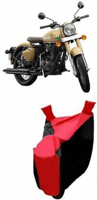 ABS Creation Waterproof Two Wheeler Cover for Royal Enfield(Bullet 350, Red, Black)