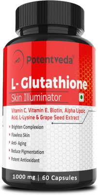 Potentveda L -Glutathione Skin Whitening & Glow 60 capsules (Pack of 1)(60 No)