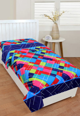 HOME KART 140 TC Microfiber Single 3D Printed Bedsheet(Pack of 1, Blue)
