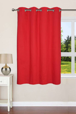 Styletex 151 cm (5 ft) Polyester Semi Transparent Window Curtain Single Curtain(Plain, Red)
