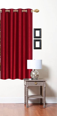 Styletex 151 cm (5 ft) Polyester Semi Transparent Window Curtain Single Curtain(Plain, Maroon)