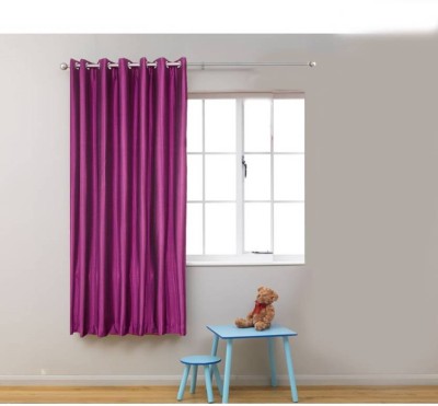 Styletex 151 cm (5 ft) Polyester Semi Transparent Window Curtain Single Curtain(Plain, Wine)