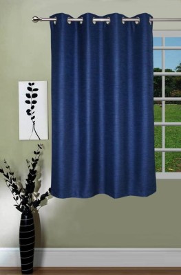 Styletex 151 cm (5 ft) Polyester Semi Transparent Window Curtain Single Curtain(Plain, Navy Blue)