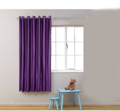 Styletex 151 cm (5 ft) Polyester Semi Transparent Window Curtain Single Curtain(Plain, Purple)