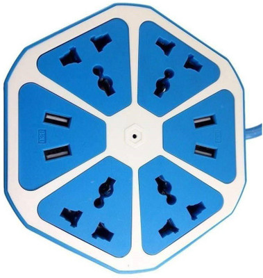 CELLSHIELD Hexagon Shape Socket USB Charger( Blue-07 ) 8 A Three Pin Socket