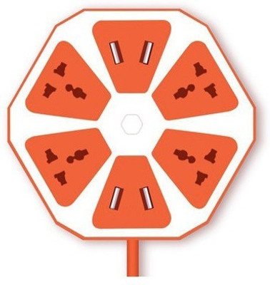 Aurochs Hexagon Shape Socket USB Charger( Orange-04 ) 8 A Three Pin Socket