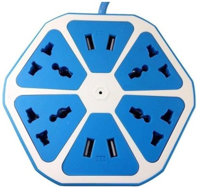 Crunk Hexagon Shape Socket USB Charger( Blue-08 ) 8 A Three Pin Socket