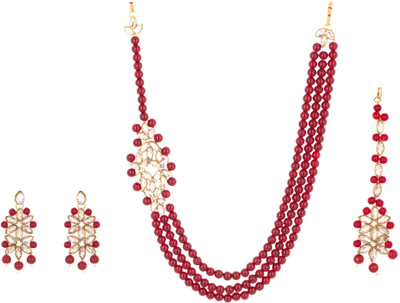 CATALYST Mother of Pearl Gold-plated Maroon Jewellery Set(Pack of 1)