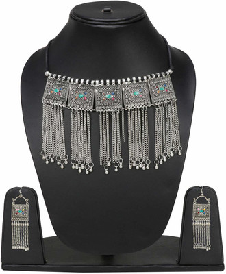 Shining Angel Oxidised Silver Silver Multicolor Jewellery Set(Pack of 1)