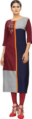 EthnicBasket Women Abstract Straight Kurta(Dark Blue, Maroon, Grey)