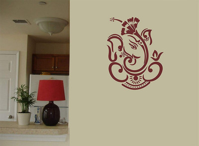 Asmi Collections 60 cm Beautiful Floral God Ganesha Removable Sticker(Pack of 1)