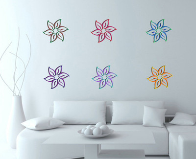 Divine studio 113 cm Multi Color Decorative Abstract Floral Wall Sticker (113 cm x 145 cm) Self Adhesive Sticker(Pack of 1)