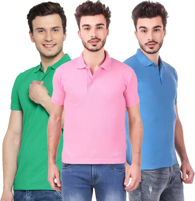 KEOTI Solid Men Polo Neck Light Blue, Green, Pink T-Shirt