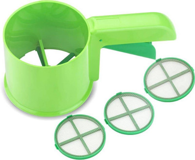 ROXA Plastic 3 in 1 Flour Shifter Strainer Sieve(Green Pack of 1)