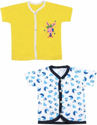babeezworld Boys & Girls Printed Pure Cotton T Shirt(Multicolor, Pack of 2)