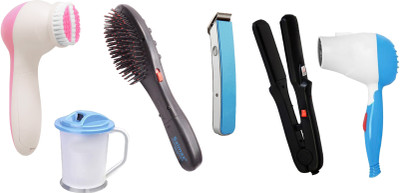 Flipkart - Welcome India Bazaar Wib face massager compact vaporizer magnetic hair brushhair trimmerhair straightener with hair dryer(Set of 6)