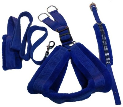 Pethub PB114PCFARHRNSETWCOLBLU Dog Harness & Leash(Large, Blue)