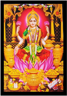 Maa Lakshmi Sparkle Print Sticker Poster Without Frame (20 X 28 inches) Fine Art Print(28 inch X 20 inch, Rolled Over Hard Cardboard Pipe)