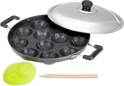 Mnr Enterprises appam patra with Lid 12 L capacity 22 cm diameter(Stainless Steel, Non-stick)