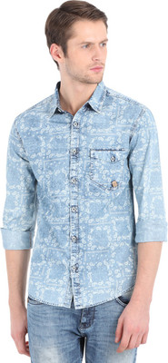 Spykar Men Printed Casual Blue Shirt