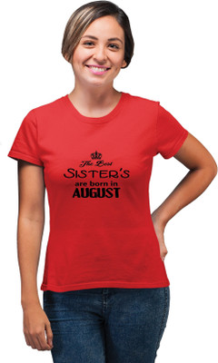 RITZEES Printed Women Round Neck Red T-Shirt