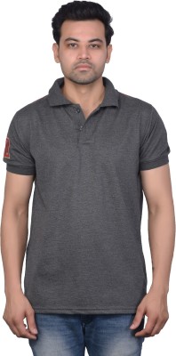 La Milano Embroidered Men Polo Neck Grey T-Shirt