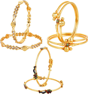 YouBella Alloy Gold-plated Bangle Set(Pack of 6)