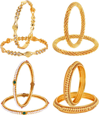 YouBella Alloy Gold-plated Bangle Set(Pack of 8)