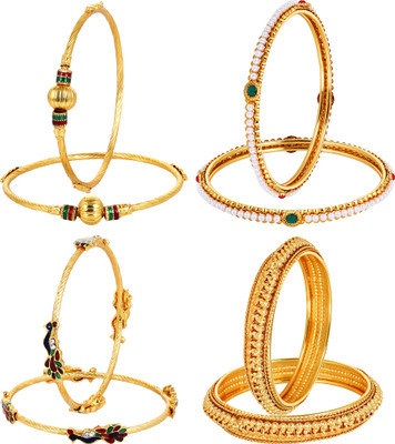 YouBella Alloy Gold-plated Bangle Set(Pack of 8)