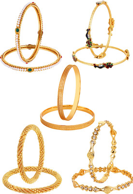 YouBella Alloy Gold-plated Bangle Set(Pack of 10)