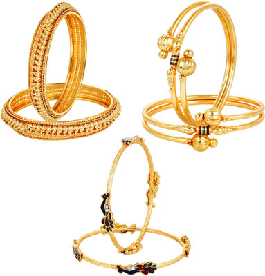 You Bella Alloy Gold-plated Bangle Set(Pack of 6)