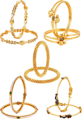 YouBella Alloy Gold-plated Bangle Set(Pack of 10)