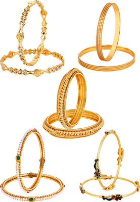 YouBella Alloy Gold-plated Bangle Set(Pack of 10)
