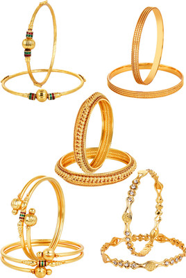 YouBella Alloy Gold-plated Bangle Set(Pack of 10)