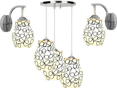 PR Prashant Chandelier Ceiling Lamp(White, Black)