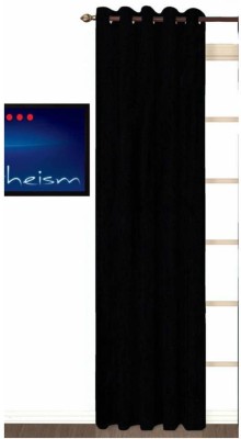 Styletex 270 cm (9 ft) Polyester Semi Transparent Long Door Curtain Single Curtain(Plain, Black)