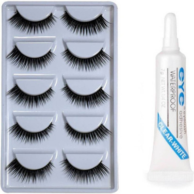 TRS Eyelashes Pack of 5 Pair With Adhesive Glue(Pack of 6)