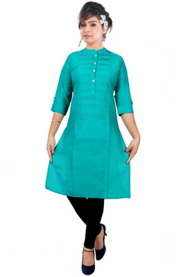 PALSIYA PRESENTS Women Solid Straight Kurta(Light Blue)